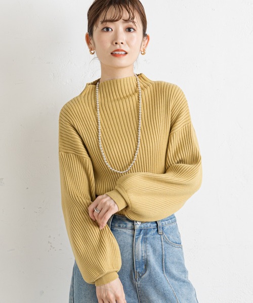 prose verse（プロズヴェール）の「袖ふわボトルネックニット（ニット/セーター・レディース・ホワイト系その他/ブラック/ベージュ/グリーン/パープル/イエロー/ピンク/ブルー/オレンジ/ベビーピンク/グレー/オフホワイト・ﾌﾘ-）」の9枚目の写真