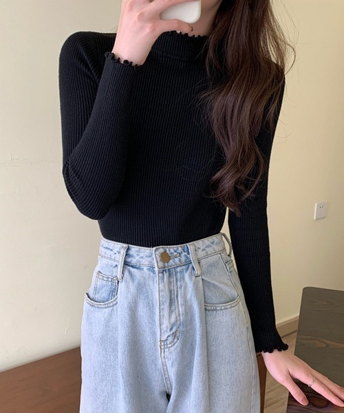 Chaco closet(チャコ クローゼット)の「メロウハイネックリブニットトップス(ニット/セーター・レディース・ベージュ/グレー/ブラック/ピンク/アイボリー・FREE)」の9枚目の写真