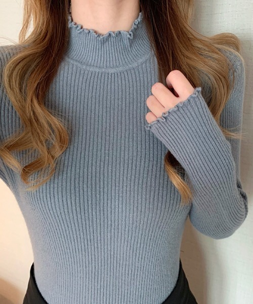Chaco closet(チャコ クローゼット)の「メロウハイネックリブニットトップス(ニット/セーター・レディース・ベージュ/グレー/ブラック/ピンク/アイボリー・FREE)」の11枚目の写真
