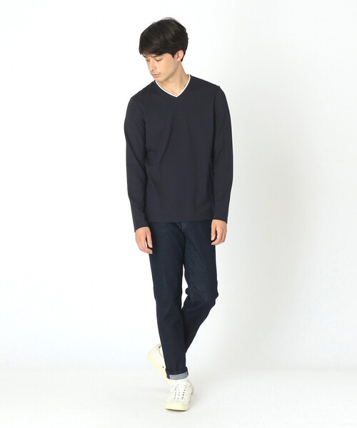COMME CA ISM(コムサイズム)の「フェイクレイヤード長袖Tシャツ(Tシャツ/カットソー・メンズ・ホワイト/ブラック/ネイビー/ブラウン・MEDIUM/LARGE/X-LARGE)」の6枚目の写真