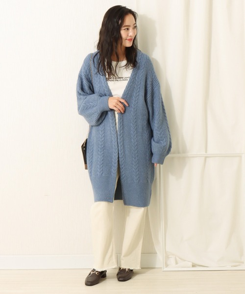 libelle more（リベル モア）の「6Gブークレケーブル柄ニットトッパー（カーディガン/ボレロ・レディース・ベージュ/ピンク/ブラック/グレイッシュブルー・L/M）」の19枚目の写真