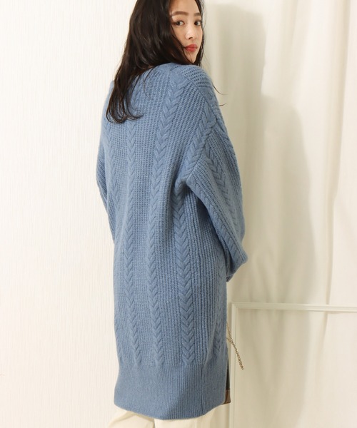 libelle more（リベル モア）の「6Gブークレケーブル柄ニットトッパー（カーディガン/ボレロ・レディース・ベージュ/ピンク/ブラック/グレイッシュブルー・L/M）」の8枚目の写真