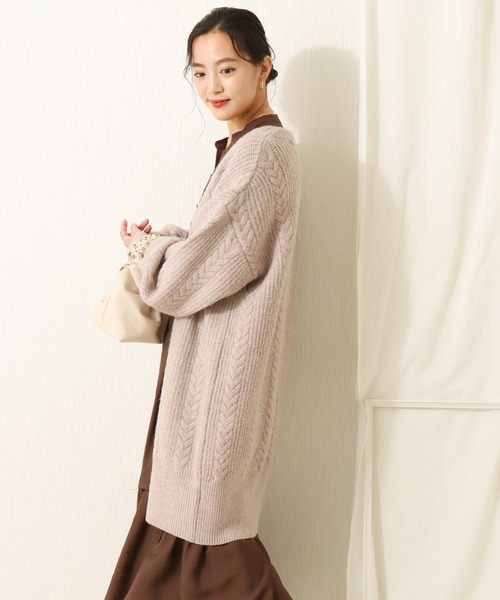 libelle more（リベル モア）の「6Gブークレケーブル柄ニットトッパー（カーディガン/ボレロ・レディース・ベージュ/ピンク/ブラック/グレイッシュブルー・L/M）」の15枚目の写真