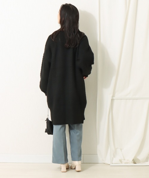 libelle more（リベル モア）の「6Gブークレケーブル柄ニットトッパー（カーディガン/ボレロ・レディース・ベージュ/ピンク/ブラック/グレイッシュブルー・L/M）」の6枚目の写真