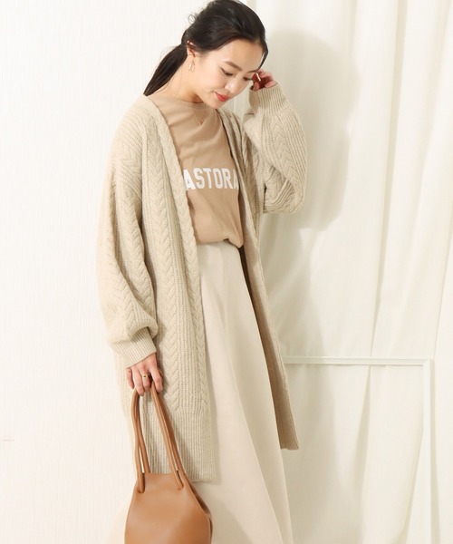 libelle more（リベル モア）の「6Gブークレケーブル柄ニットトッパー（カーディガン/ボレロ・レディース・ベージュ/ピンク/ブラック/グレイッシュブルー・L/M）」の13枚目の写真