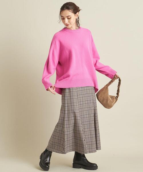 ユナイテッドアローズ  ウールカシミヤ アクア クルーネック ワイドニット BEAUTY&YOUTH UNITED ARROWS（ビューティーアンドユースユナイテッド