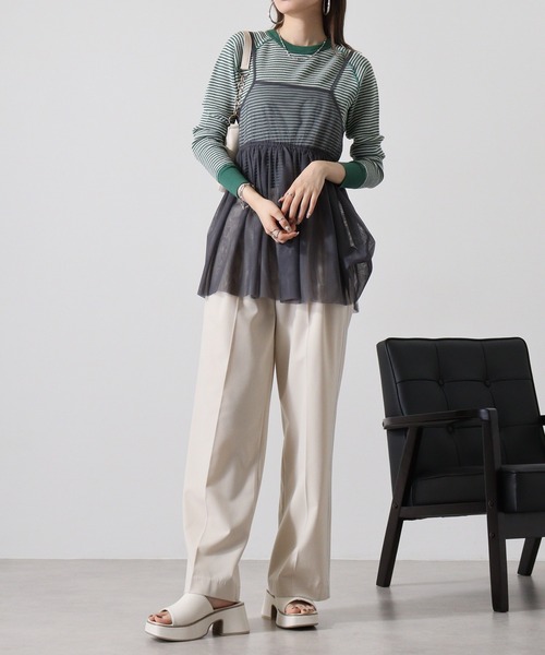 JEMORGAN(ジェーイーモーガン)の「JEMORGAN ワッフルボーダー柄ラグランクルーネック(パック入)(Tシャツ/カットソー・レディース・ホワイト×ネイビー/グレー×ホワイト/ブルー系その他/ブルー系その他2/レッド系その他/ホワイト×グリーン/杢グレー/ナチュラル・FREE/F)」の22枚目の写真