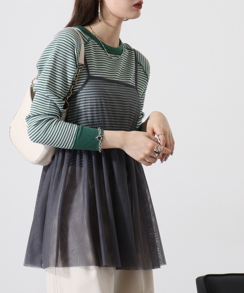 JEMORGAN(ジェーイーモーガン)の「JEMORGAN ワッフルボーダー柄ラグランクルーネック(パック入)(Tシャツ/カットソー・レディース・ホワイト×ネイビー/グレー×ホワイト/ブルー系その他/ブルー系その他2/レッド系その他/ホワイト×グリーン/杢グレー/ナチュラル・FREE/F)」の20枚目の写真