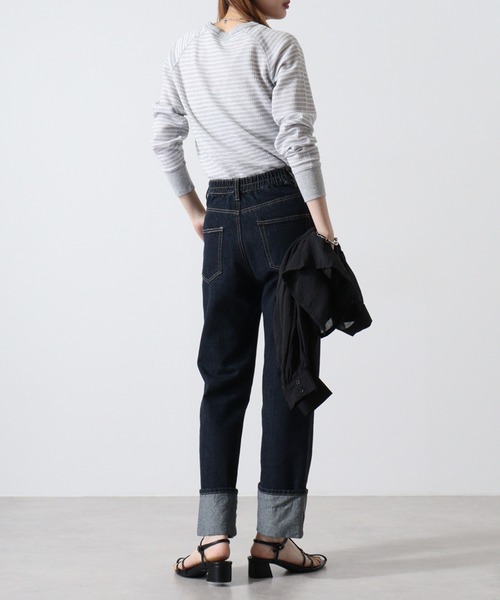 JEMORGAN(ジェーイーモーガン)の「JEMORGAN ワッフルボーダー柄ラグランクルーネック(パック入)(Tシャツ/カットソー・レディース・ホワイト×ネイビー/グレー×ホワイト/ブルー系その他/ブルー系その他2/レッド系その他/ホワイト×グリーン/杢グレー/ナチュラル・FREE/F)」の14枚目の写真