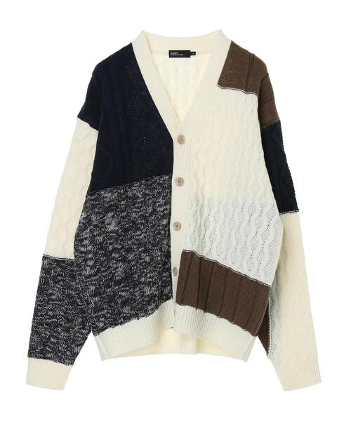 CRAFT STANDARD BOUTIQUE（クラフトスタンダードブティック）の「パッチワークニットカーディガン　＊（カーディガン/ボレロ・メンズ・カーキ/ネイビー/アイボリー・LL/M/L）」の5枚目の写真