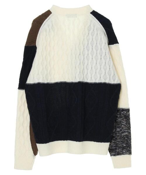 CRAFT STANDARD BOUTIQUE（クラフトスタンダードブティック）の「パッチワークニットカーディガン　＊（カーディガン/ボレロ・メンズ・カーキ/ネイビー/アイボリー・LL/M/L）」の8枚目の写真