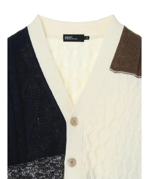 CRAFT STANDARD BOUTIQUE（クラフトスタンダードブティック）の「パッチワークニットカーディガン　＊（カーディガン/ボレロ・メンズ・カーキ/ネイビー/アイボリー・LL/M/L）」の9枚目の写真