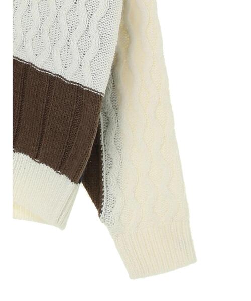 CRAFT STANDARD BOUTIQUE（クラフトスタンダードブティック）の「パッチワークニットカーディガン　＊（カーディガン/ボレロ・メンズ・カーキ/ネイビー/アイボリー・LL/M/L）」の10枚目の写真