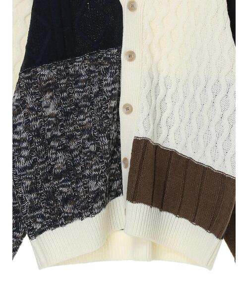CRAFT STANDARD BOUTIQUE（クラフトスタンダードブティック）の「パッチワークニットカーディガン　＊（カーディガン/ボレロ・メンズ・カーキ/ネイビー/アイボリー・LL/M/L）」の11枚目の写真