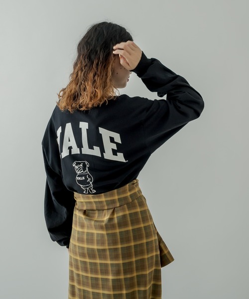 mystic(ミスティック)の「YALE ロングTシャツ(Tシャツ/カットソー・レディース・ブラック/オフホワイト・FREE)」の14枚目の写真