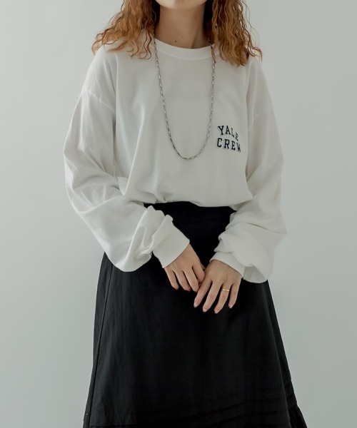 mystic(ミスティック)の「YALE ロングTシャツ(Tシャツ/カットソー・レディース・ブラック/オフホワイト・FREE)」の16枚目の写真