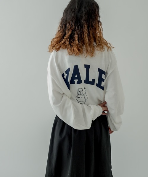 mystic(ミスティック)の「YALE ロングTシャツ(Tシャツ/カットソー・レディース・ブラック/オフホワイト・FREE)」の15枚目の写真