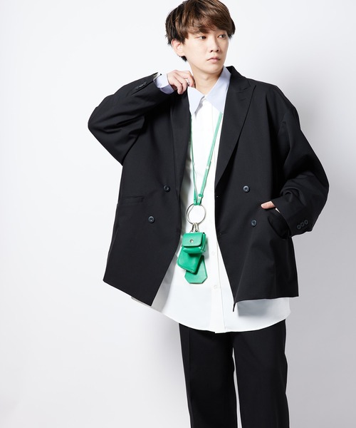 re_k by JUNRED（レクバイジュンレッド）の「【　re_k by JUNRed　】フェイクレザーマルチネックバッグ（ショルダーバッグ・メンズ・ブラック/グリーン・FREE）」の5枚目の写真