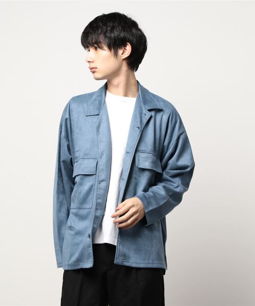 VIBGYOR（ヴィブジョー）の「VIBGYOR Select/スエードダンボールBIGオープンカラーJKT(BL)（その他アウター・レディース・ブラック/ブラウン/グレー/スミクロ/ブルー・LARGE/MEDIUM）」の8枚目の写真