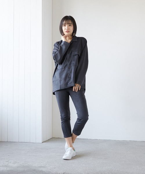 VIBGYOR（ヴィブジョー）の「VIBGYOR Select/スエードダンボールBIGオープンカラーJKT(BL)（その他アウター・レディース・ブラック/ブラウン/グレー/スミクロ/ブルー・LARGE/MEDIUM）」の10枚目の写真