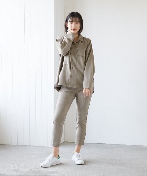 VIBGYOR（ヴィブジョー）の「VIBGYOR Select/スエードダンボールBIGオープンカラーJKT(BL)（その他アウター・レディース・ブラック/ブラウン/グレー/スミクロ/ブルー・LARGE/MEDIUM）」の13枚目の写真