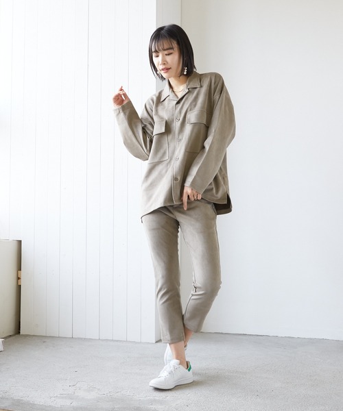 VIBGYOR（ヴィブジョー）の「VIBGYOR Select/スエードダンボールBIGオープンカラーJKT(BL)（その他アウター・レディース・ブラック/ブラウン/グレー/スミクロ/ブルー・LARGE/MEDIUM）」の14枚目の写真