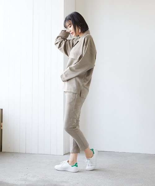 VIBGYOR（ヴィブジョー）の「VIBGYOR Select/スエードダンボールBIGオープンカラーJKT(BL)（その他アウター・レディース・ブラック/ブラウン/グレー/スミクロ/ブルー・LARGE/MEDIUM）」の15枚目の写真