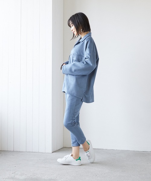 VIBGYOR（ヴィブジョー）の「VIBGYOR Select/スエードダンボールBIGオープンカラーJKT(BL)（その他アウター・レディース・ブラック/ブラウン/グレー/スミクロ/ブルー・LARGE/MEDIUM）」の18枚目の写真