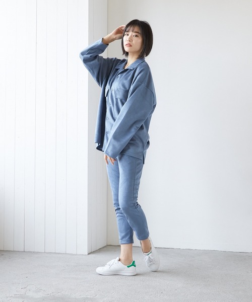 VIBGYOR（ヴィブジョー）の「VIBGYOR Select/スエードダンボールBIGオープンカラーJKT(BL)（その他アウター・レディース・ブラック/ブラウン/グレー/スミクロ/ブルー・LARGE/MEDIUM）」の19枚目の写真