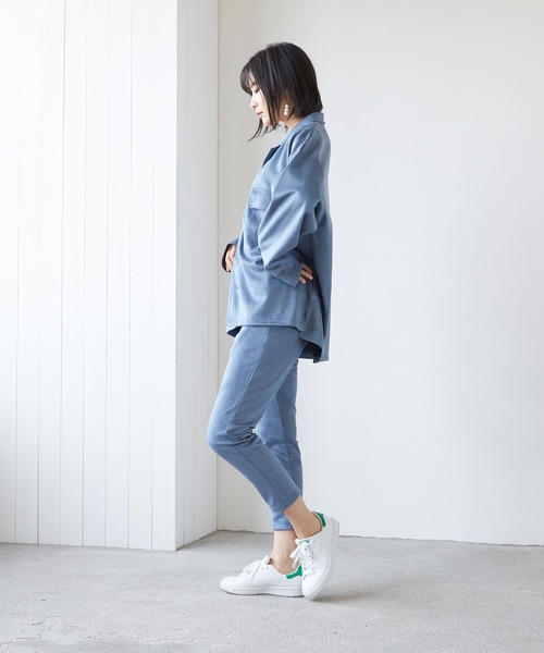 VIBGYOR（ヴィブジョー）の「VIBGYOR Select/スエードダンボールBIGオープンカラーJKT(BL)（その他アウター・レディース・ブラック/ブラウン/グレー/スミクロ/ブルー・LARGE/MEDIUM）」の21枚目の写真