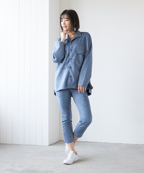 VIBGYOR（ヴィブジョー）の「VIBGYOR Select/スエードダンボールBIGオープンカラーJKT(BL)（その他アウター・レディース・ブラック/ブラウン/グレー/スミクロ/ブルー・LARGE/MEDIUM）」の22枚目の写真