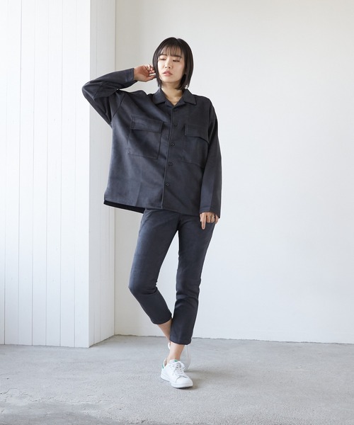 VIBGYOR（ヴィブジョー）の「VIBGYOR Select/スエードダンボールBIGオープンカラーJKT(BL)（その他アウター・レディース・ブラック/ブラウン/グレー/スミクロ/ブルー・LARGE/MEDIUM）」の11枚目の写真