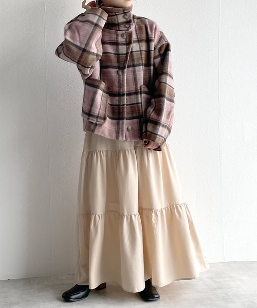 w closet(ダブルクローゼット)の「ハイネック衿取り外しマルチウェイショートコート(ピーコート・レディース・サックスブルー/パープル・FREE)」の8枚目の写真