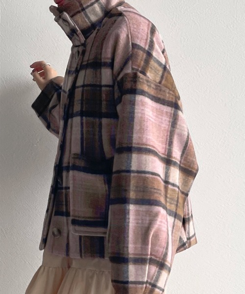 w closet(ダブルクローゼット)の「ハイネック衿取り外しマルチウェイショートコート(ピーコート・レディース・サックスブルー/パープル・FREE)」の20枚目の写真