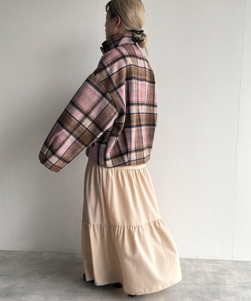 w closet(ダブルクローゼット)の「ハイネック衿取り外しマルチウェイショートコート(ピーコート・レディース・サックスブルー/パープル・FREE)」の16枚目の写真