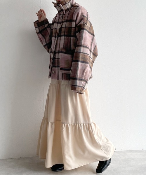 w closet(ダブルクローゼット)の「ハイネック衿取り外しマルチウェイショートコート(ピーコート・レディース・サックスブルー/パープル・FREE)」の4枚目の写真