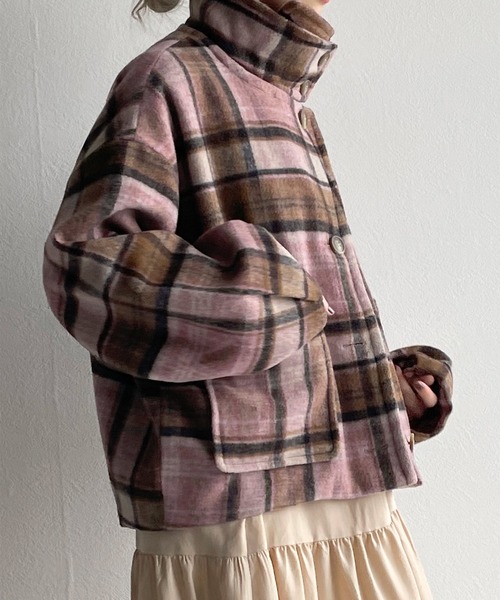 w closet(ダブルクローゼット)の「ハイネック衿取り外しマルチウェイショートコート(ピーコート・レディース・サックスブルー/パープル・FREE)」の21枚目の写真