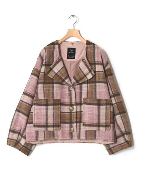 w closet(ダブルクローゼット)の「ハイネック衿取り外しマルチウェイショートコート(ピーコート・レディース・サックスブルー/パープル・FREE)」の17枚目の写真