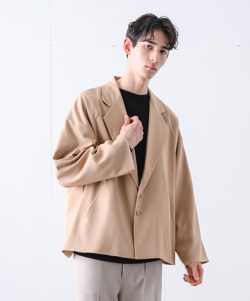 YUEATE（ユエイト）の「【YUEATE×LILL】"big lapel loose jakets" ビックラペルルーズジャケット（テーラードジャケット・メンズ・ブラック/グレイッシュベージュ・MEDIUM/LARGE）」の7枚目の写真