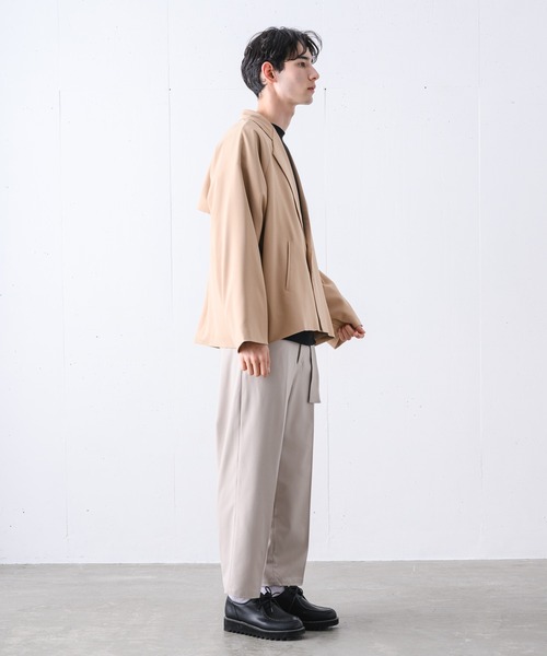 YUEATE（ユエイト）の「【YUEATE×LILL】"big lapel loose jakets" ビックラペルルーズジャケット（テーラードジャケット・メンズ・ブラック/グレイッシュベージュ・MEDIUM/LARGE）」の16枚目の写真