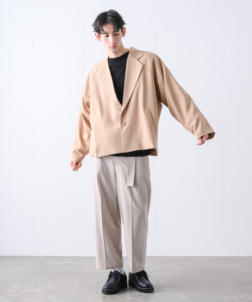 YUEATE（ユエイト）の「【YUEATE×LILL】"big lapel loose jakets" ビックラペルルーズジャケット（テーラードジャケット・メンズ・ブラック/グレイッシュベージュ・MEDIUM/LARGE）」の15枚目の写真