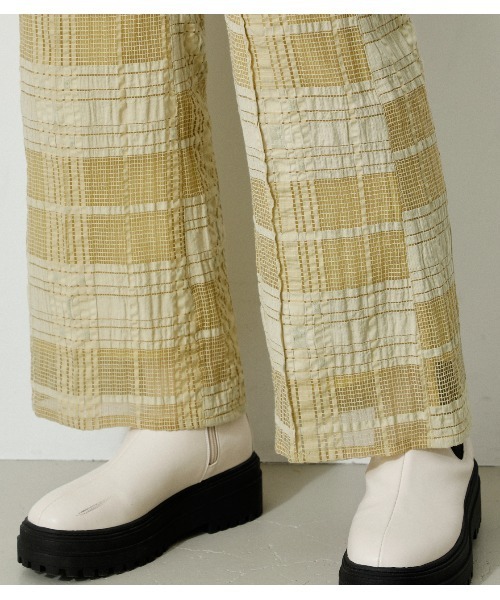 AZUL by moussy（アズールバイマウジー）の「SHEER CHECK PANTS/シアーチェックパンツ（その他パンツ・レディース・ブラック/ライトイエロー・SMALL/MEDIUM）」の19枚目の写真