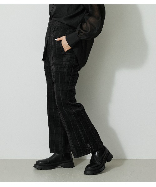 AZUL by moussy（アズールバイマウジー）の「SHEER CHECK PANTS/シアーチェックパンツ（その他パンツ・レディース・ブラック/ライトイエロー・SMALL/MEDIUM）」の20枚目の写真