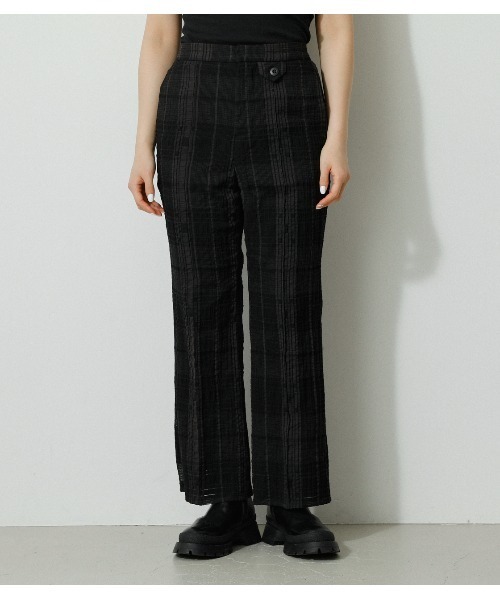 AZUL by moussy（アズールバイマウジー）の「SHEER CHECK PANTS/シアーチェックパンツ（その他パンツ・レディース・ブラック/ライトイエロー・SMALL/MEDIUM）」の5枚目の写真