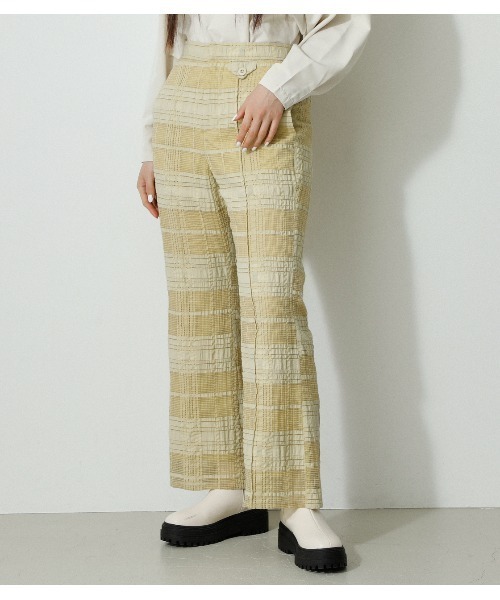 AZUL by moussy（アズールバイマウジー）の「SHEER CHECK PANTS/シアーチェックパンツ（その他パンツ・レディース・ブラック/ライトイエロー・SMALL/MEDIUM）」の11枚目の写真