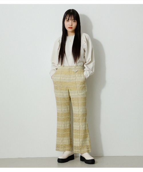 AZUL by moussy（アズールバイマウジー）の「SHEER CHECK PANTS/シアーチェックパンツ（その他パンツ・レディース・ブラック/ライトイエロー・SMALL/MEDIUM）」の12枚目の写真