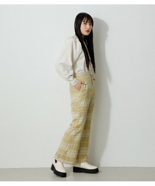 AZUL by moussy（アズールバイマウジー）の「SHEER CHECK PANTS/シアーチェックパンツ（その他パンツ・レディース・ブラック/ライトイエロー・SMALL/MEDIUM）」の13枚目の写真