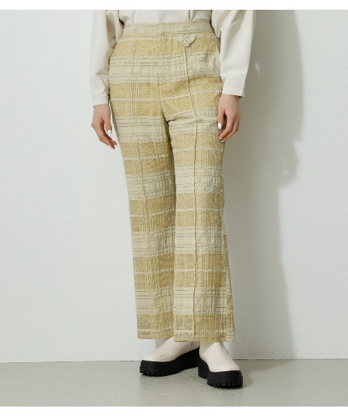 AZUL by moussy（アズールバイマウジー）の「SHEER CHECK PANTS/シアーチェックパンツ（その他パンツ・レディース・ブラック/ライトイエロー・SMALL/MEDIUM）」の14枚目の写真