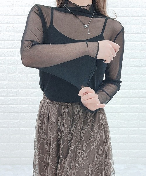 Lace Ladies（レースレディース）の「シアー ウェーブハイネック 長袖カットソー（Tシャツ/カットソー・レディース・アイボリー/ブラック・FREE）」の11枚目の写真