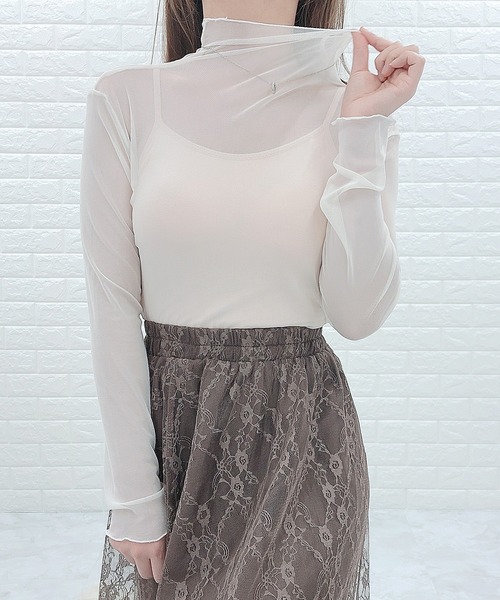 Lace Ladies（レースレディース）の「シアー ウェーブハイネック 長袖カットソー（Tシャツ/カットソー・レディース・アイボリー/ブラック・FREE）」の13枚目の写真